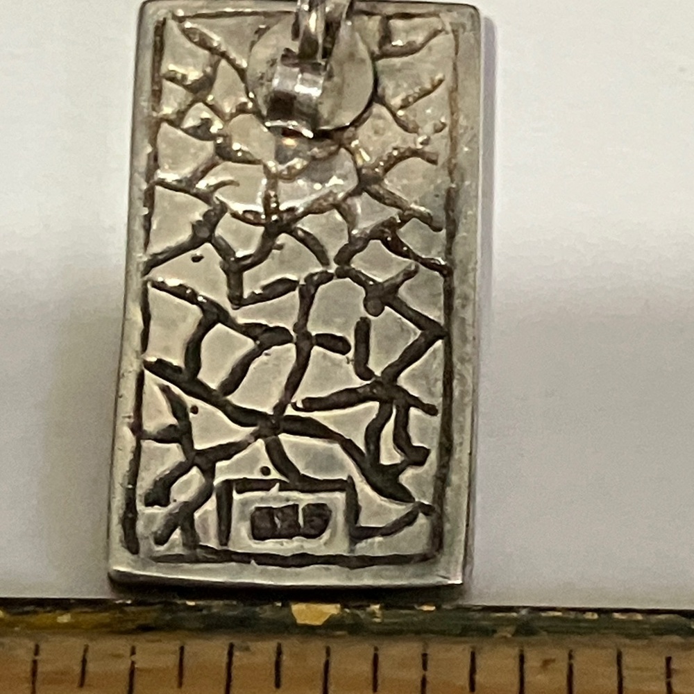 Sterling Silver Heart Pattern Rectangular Post Ea… - image 6